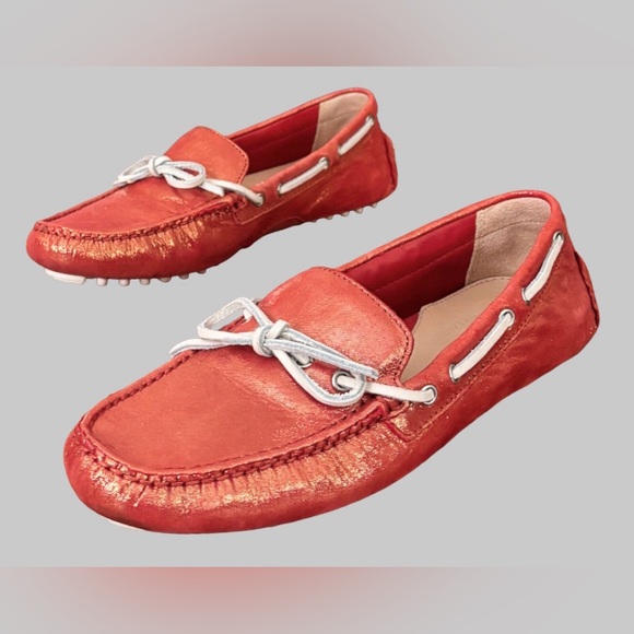 Cole Haan Nike Air Garnet 11 coral iridescent lthr driving loafers SZ 7.5 preppy - Picture 1 of 12